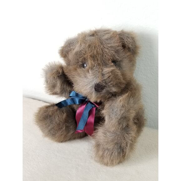 Dan Dee Teddy Bear Brown 9" Plush Toy Stuffed Animal 90's w/ Bow Silk Vintage - Picture 2 of 11